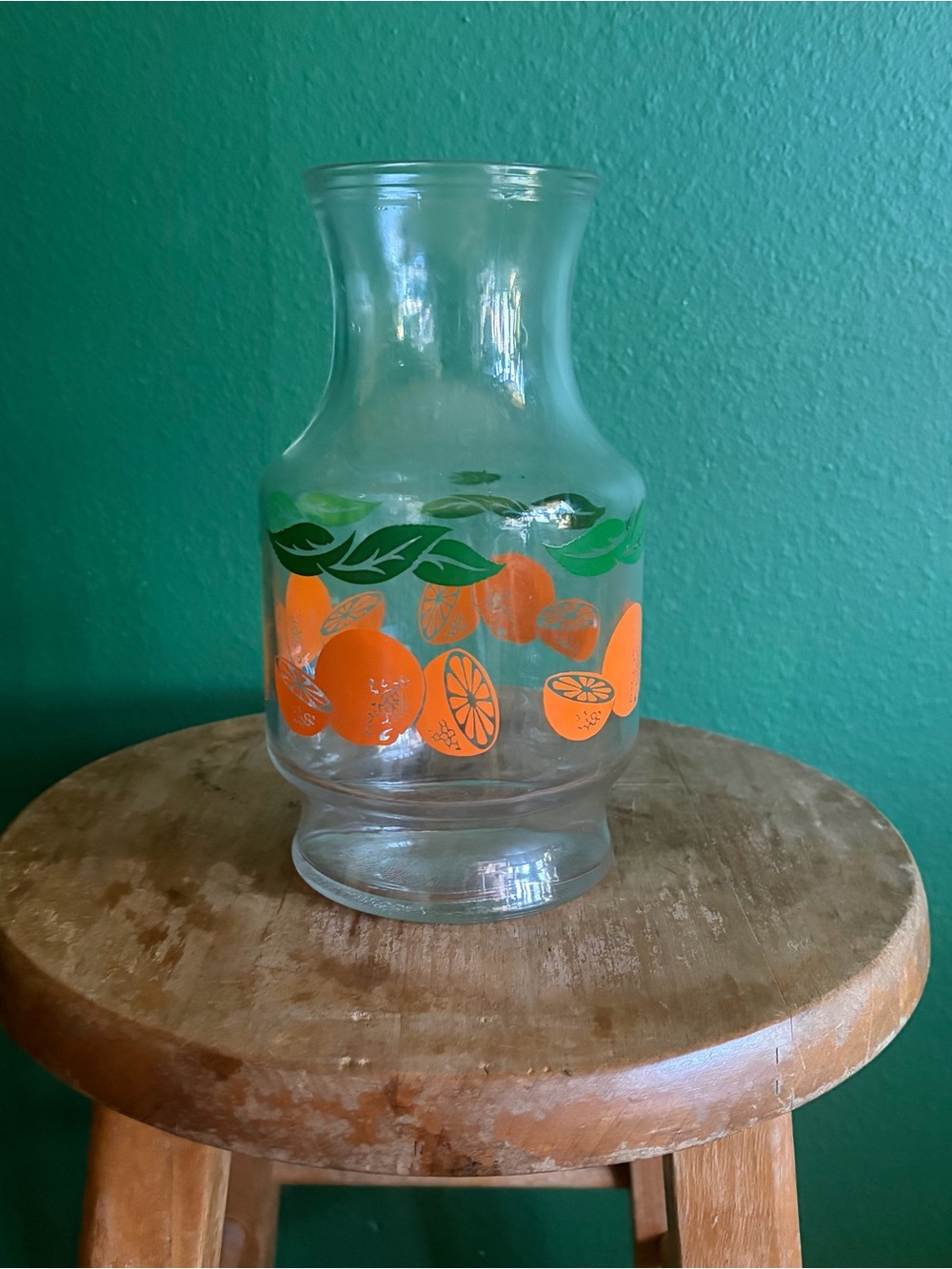 Vintage Anchor Hocking Orange Juice Pitcher, missing lid 6 cups